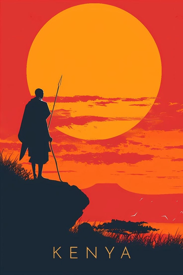 Maasai Mara at sunset, Kenya